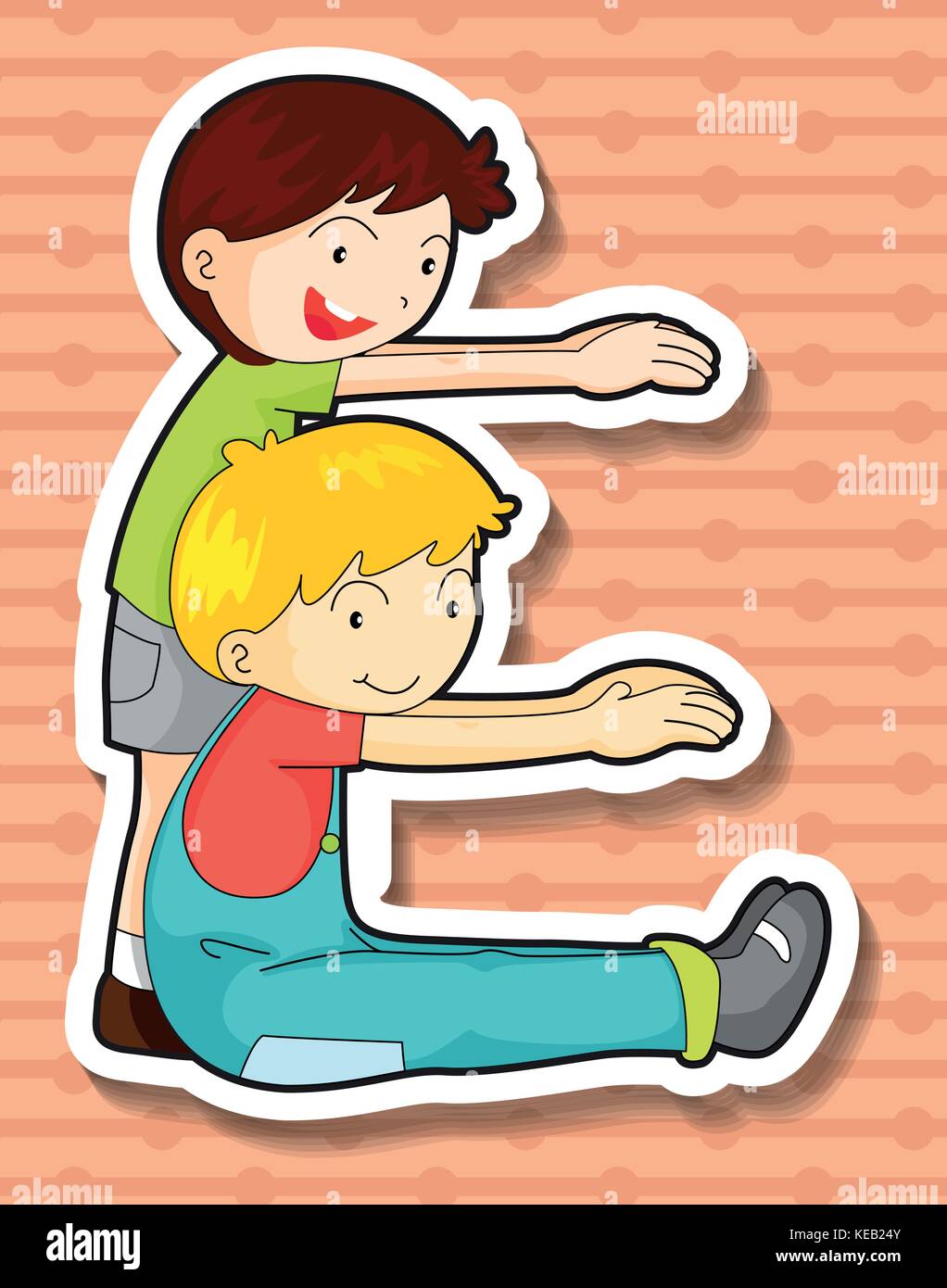 Two little boys stretching their arms Stock Vector