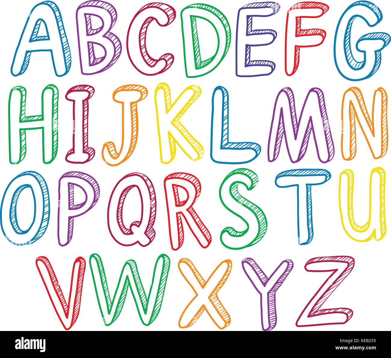 Rainbow english alphabet A to Z Stock Vector Image & Art - Alamy