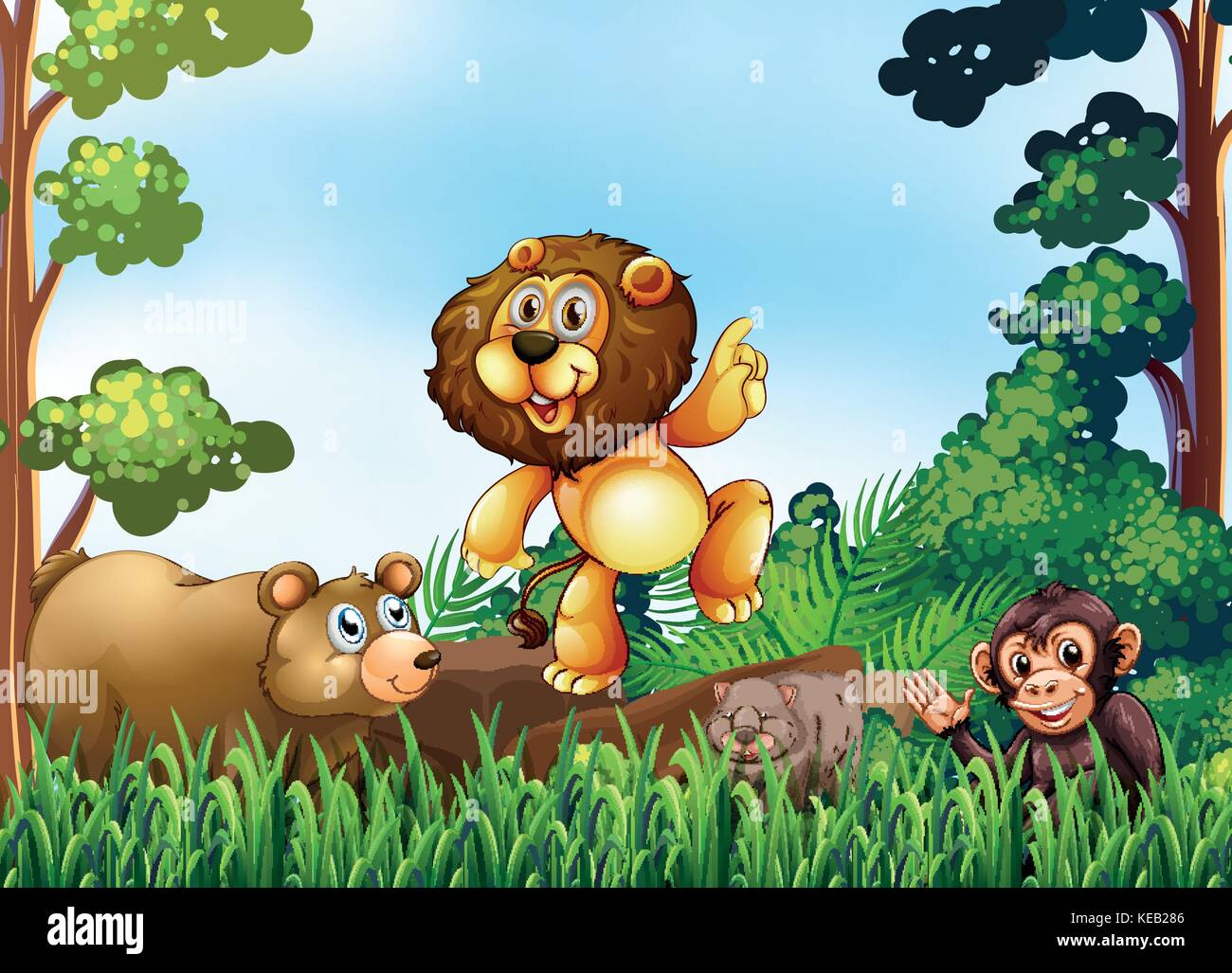 Happy animals living in the jungle Stock Vector Image & Art - Alamy