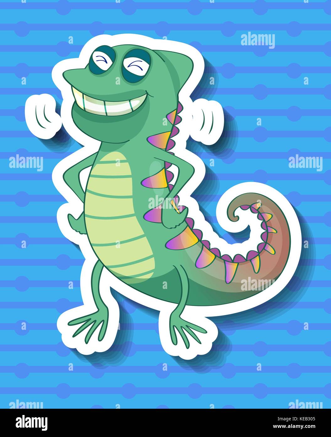Sticker of a colorful cameleon smiling Stock Vector