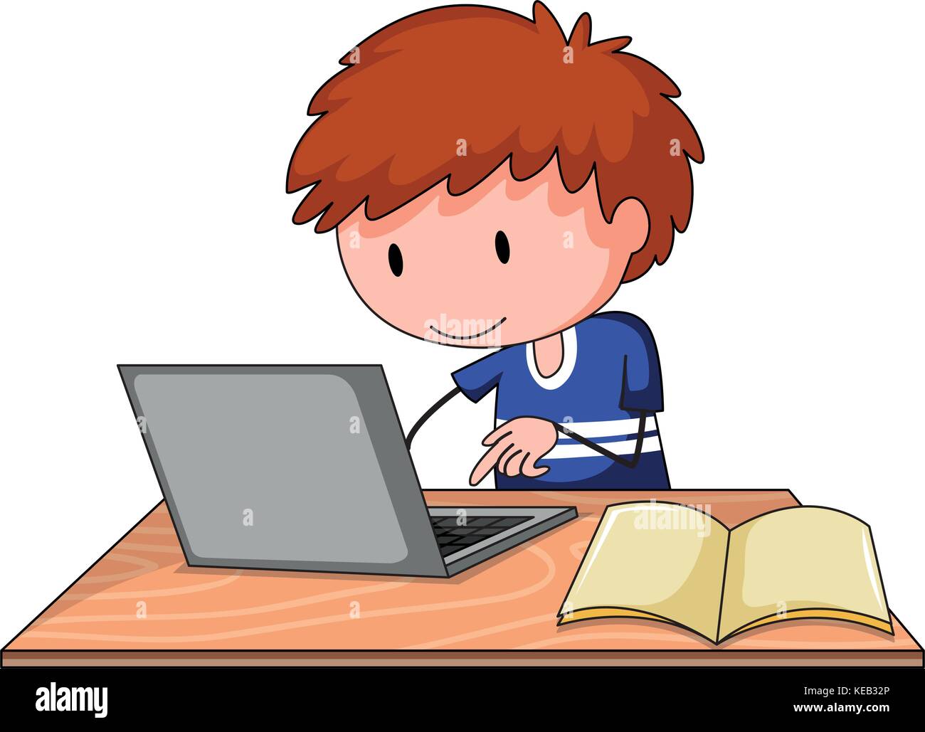Close up boy working on his computer Stock Vector Image & Art Alamy