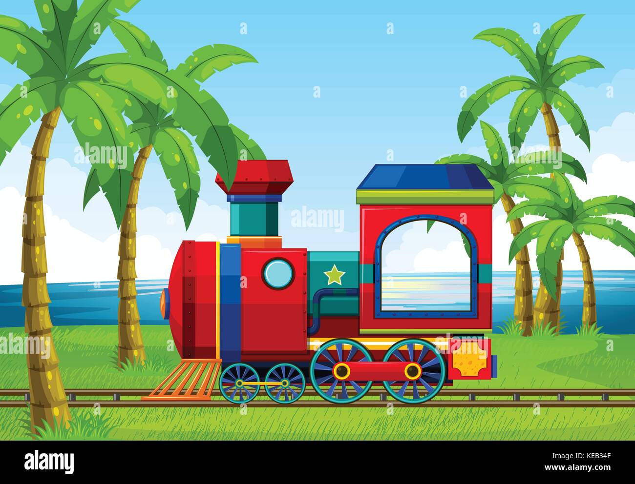 Train ride along the ocean Stock Vector Image & Art - Alamy