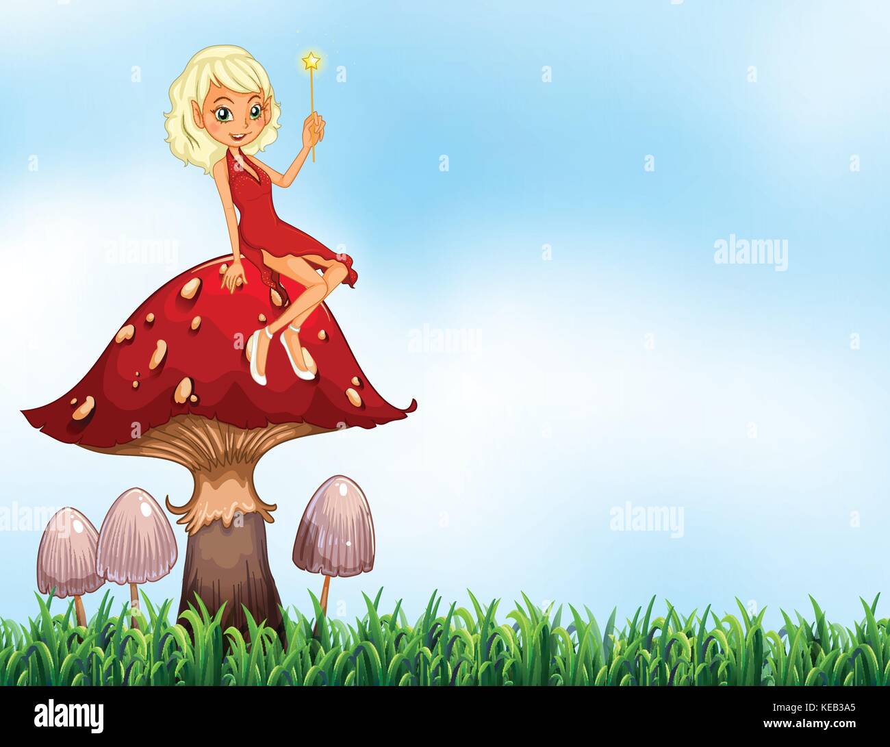 Fairy sitting on top of mushroom Stock Vector Image & Art - Alamy