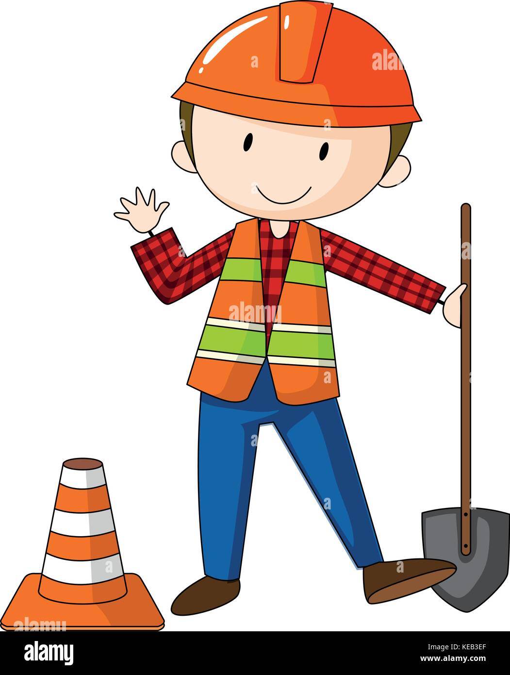 Construction worker wearing hard hat carrying a shovel Stock Vector ...
