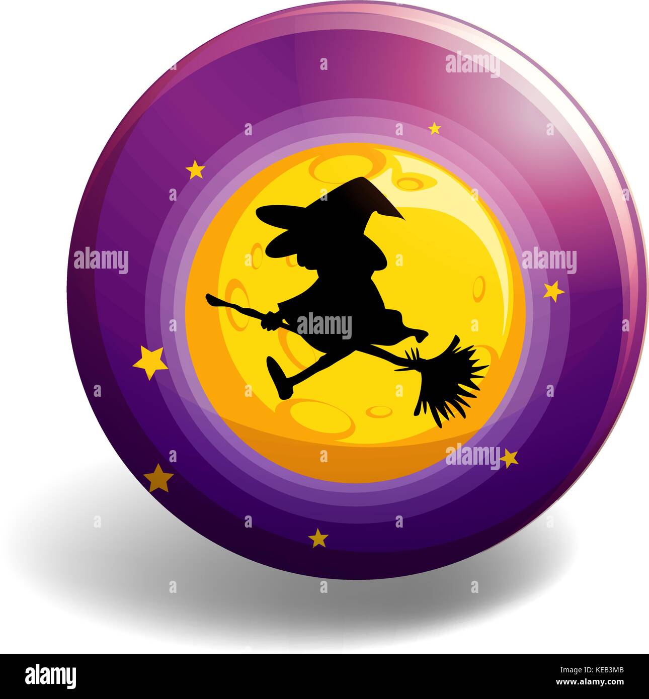 Silhouette witch on broom stick flying over the moon Stock Vector Image ...