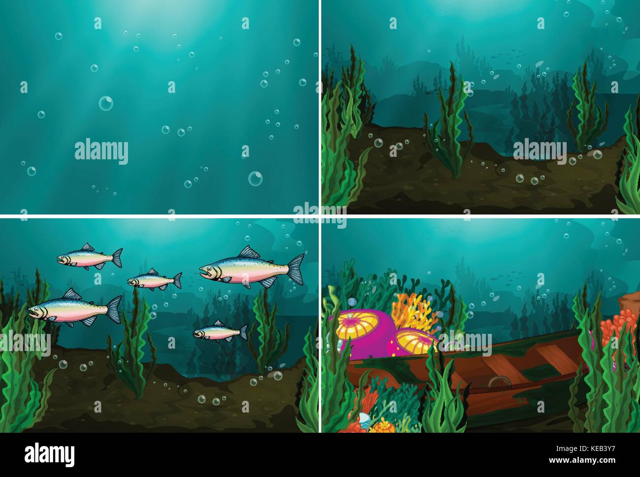 Four underwater scenes Stock Vector Image & Art - Alamy