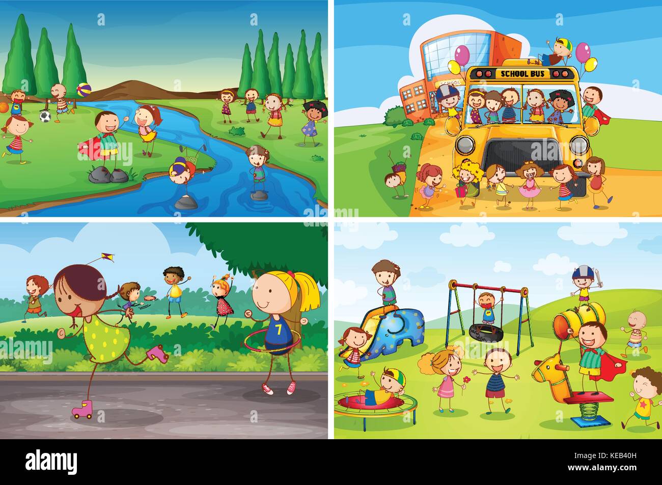 Illustration of many children playing in the park Stock Vector Image ...
