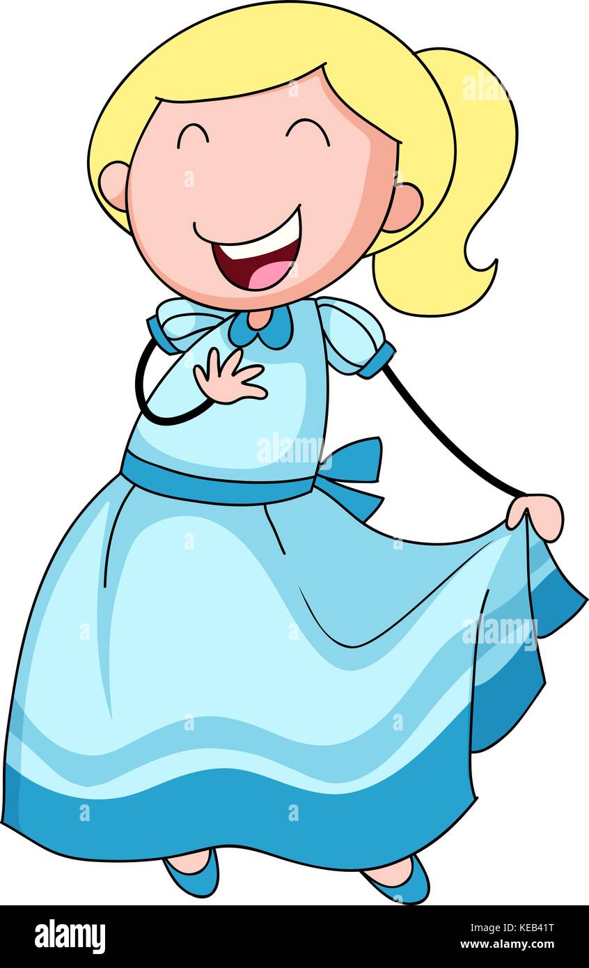Close up happy girl in blue dress Stock Vector Image & Art - Alamy