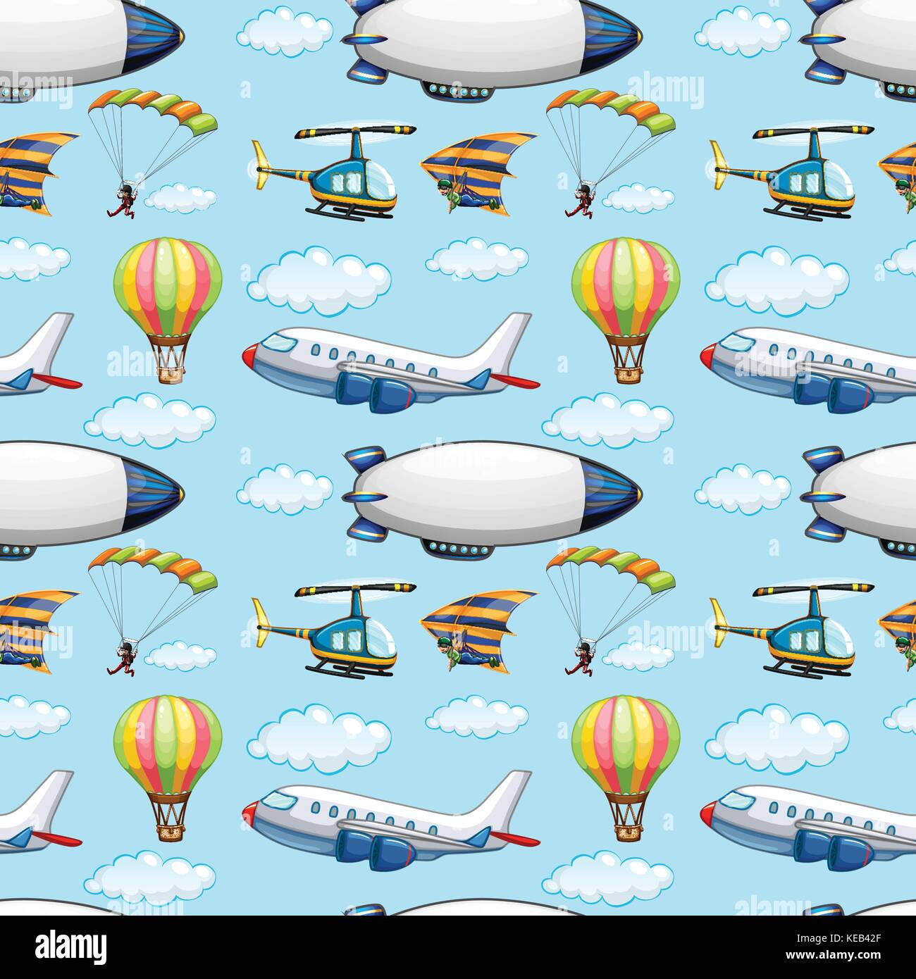 Seamless airplanes and balloons in the sky Stock Vector Image & Art - Alamy