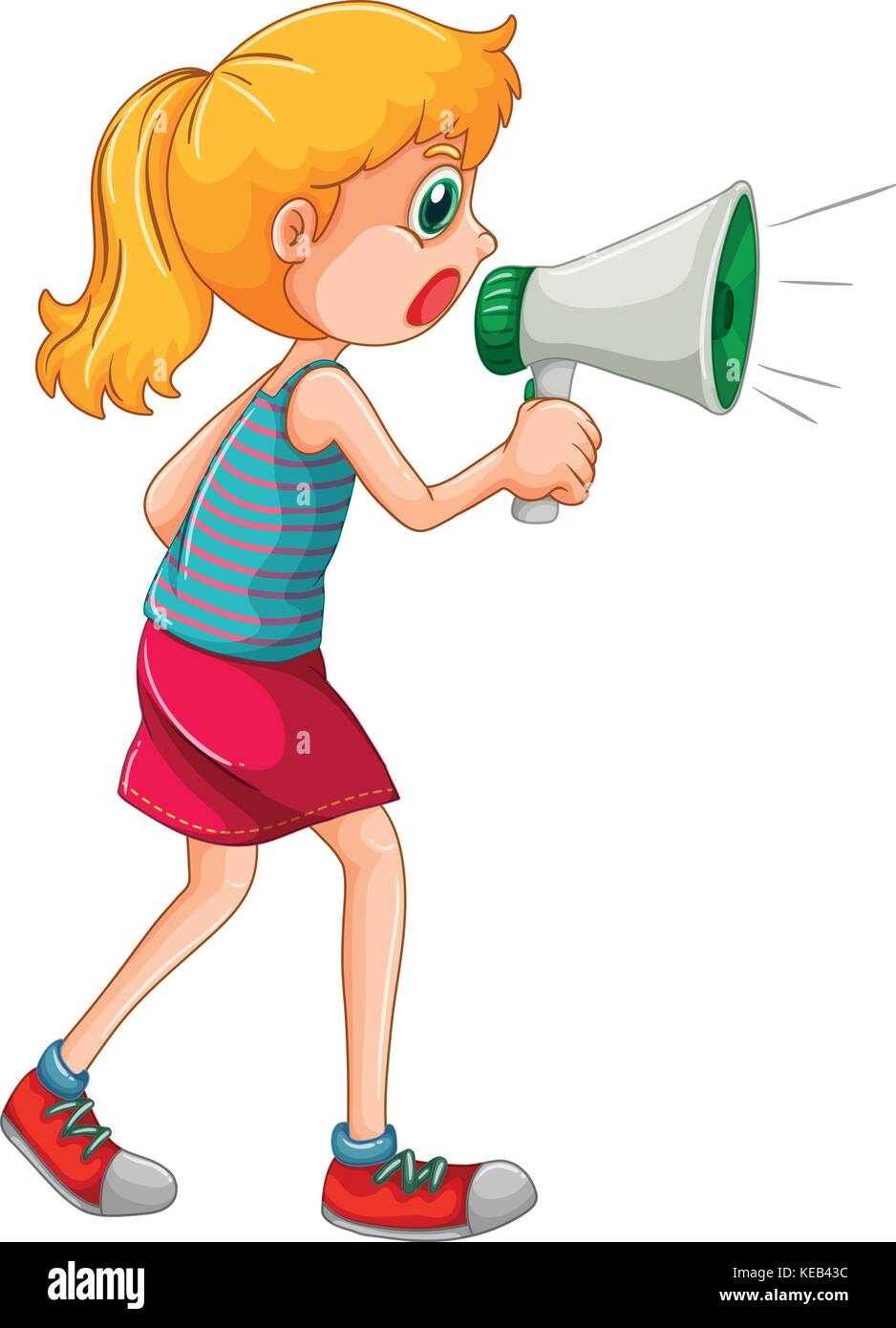 Cute girl speaking through speaker Stock Vector Image & Art Alamy