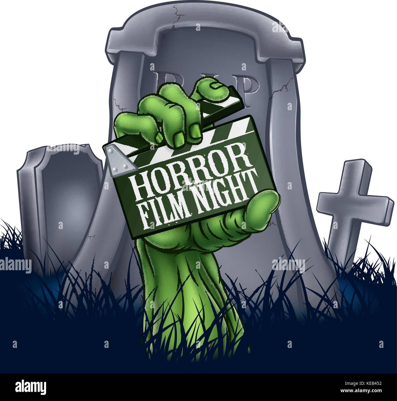 Horror Film Zombie or Monster Clapper Board Sign Stock Vector
