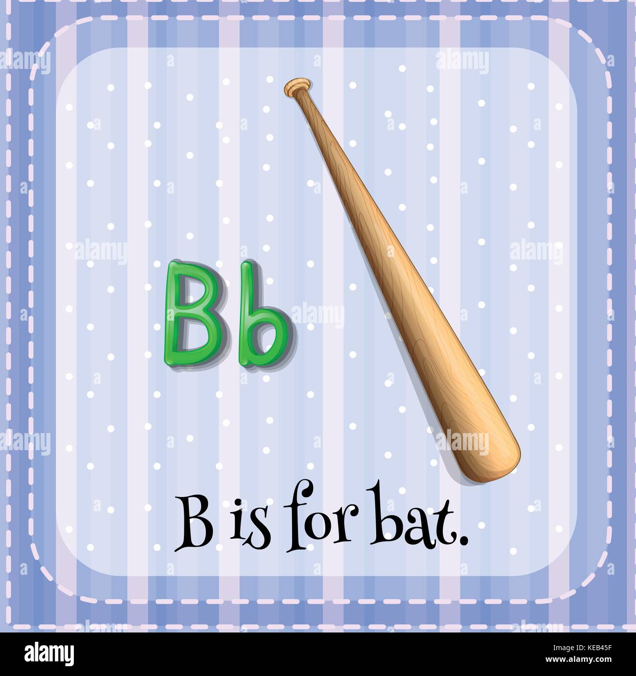 Flashcard letter B is for bat Stock Vector