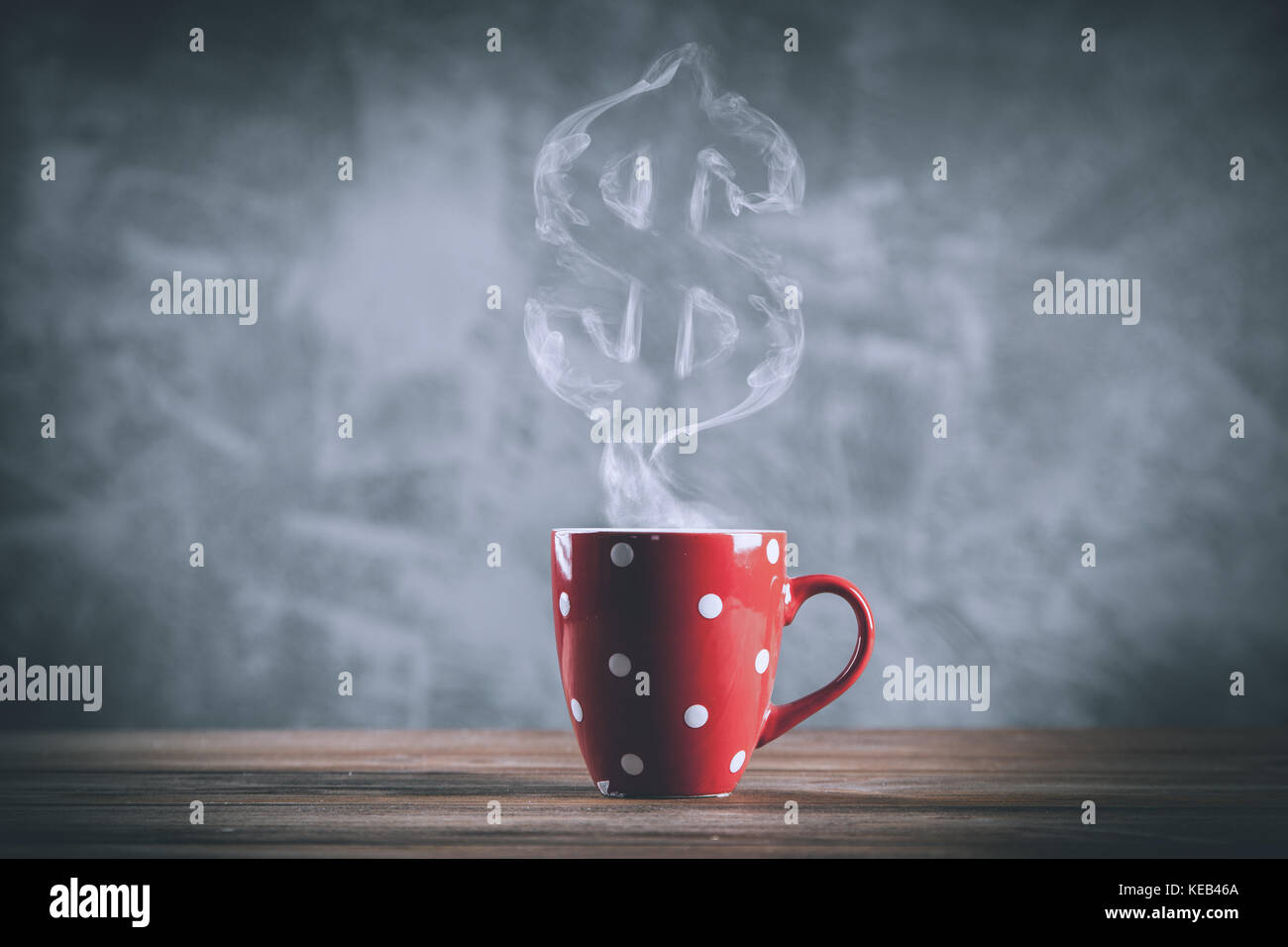 Cup of coffee with dollarshaped steam Stock Photo Alamy
