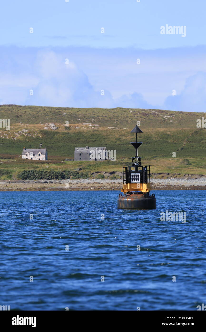Buoy off the coast of Ireland at sea. Stock Photo