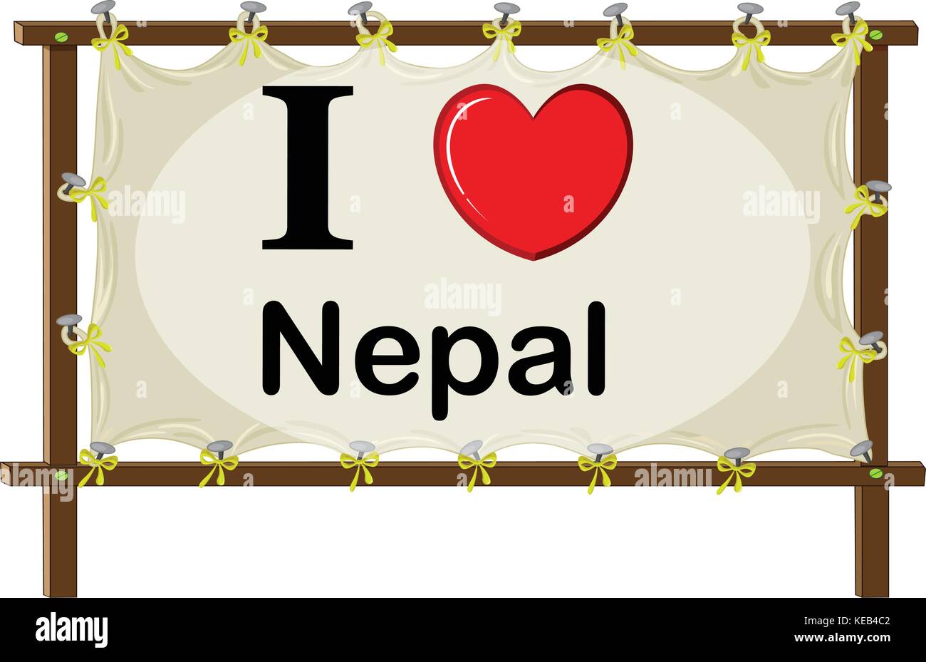 I Love Nepal Banner With Wooden Frame Stock Vector Art