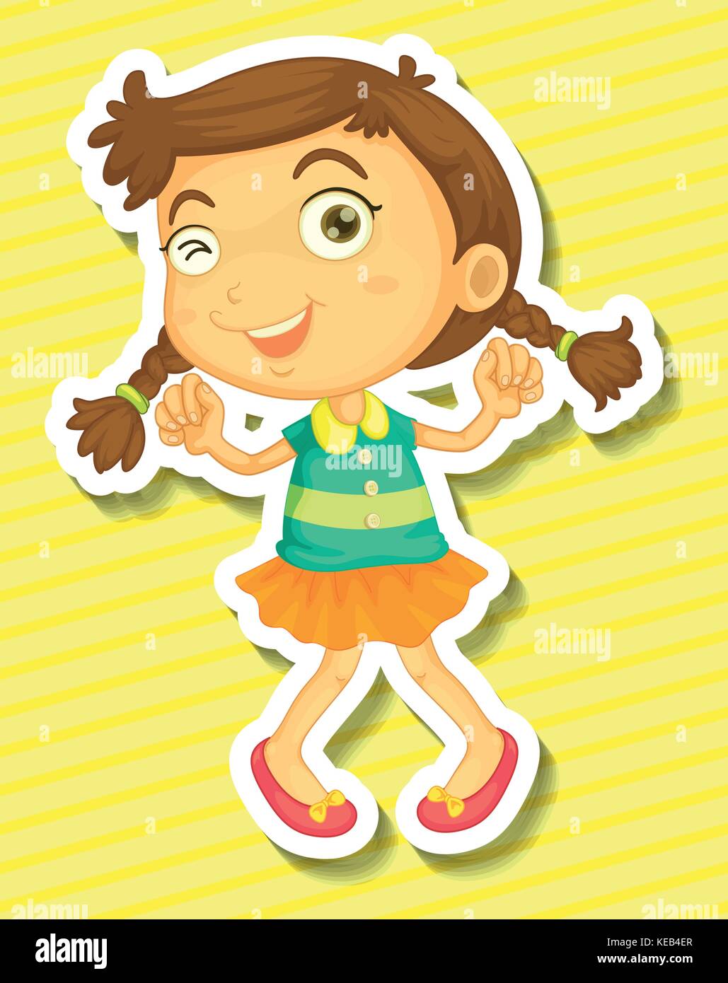 Cute little girl in orange skirt dancing Stock Vector Image & Art Alamy