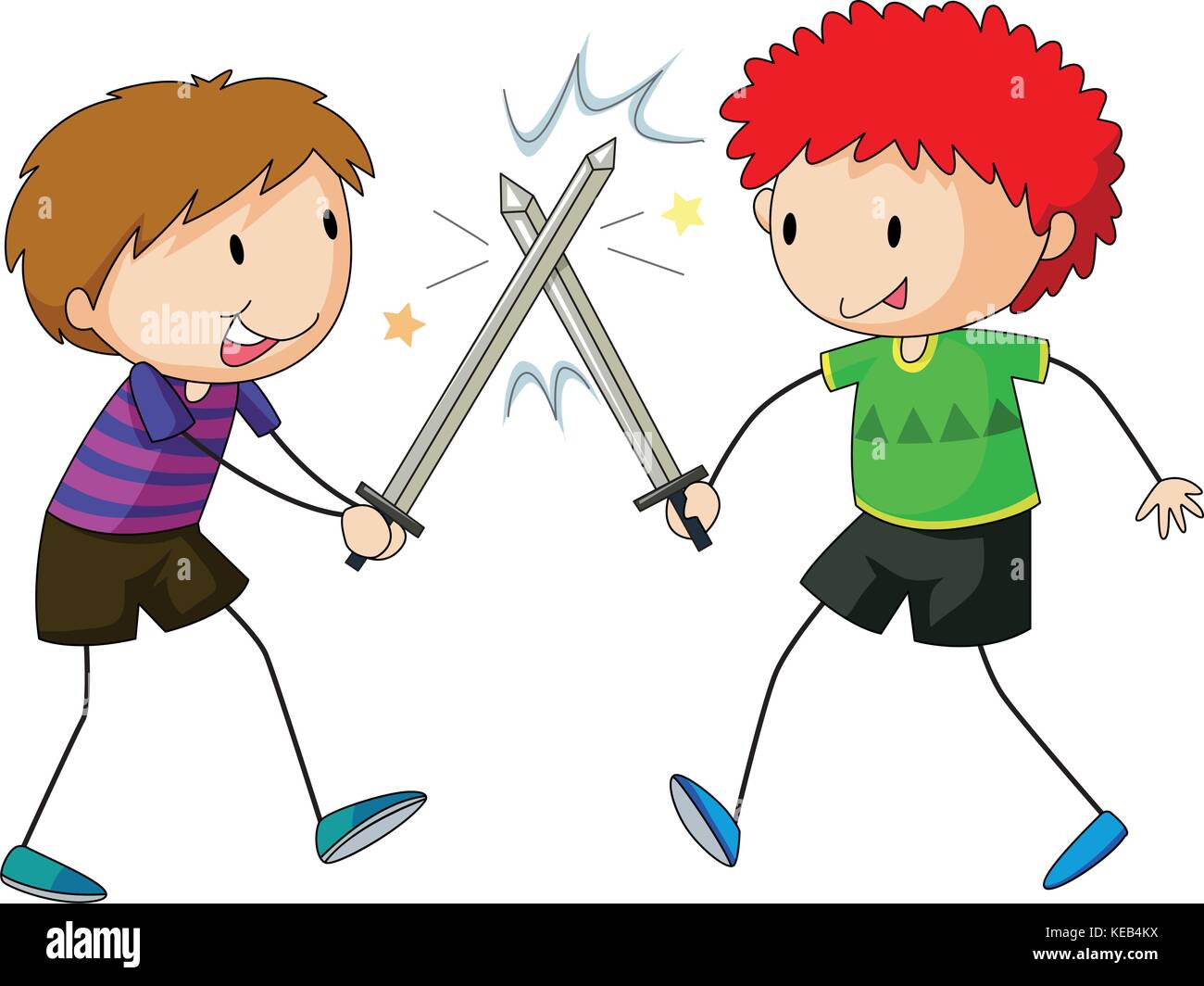 Cartoon illustration two boys fighting hi-res stock photography and images  - Alamy