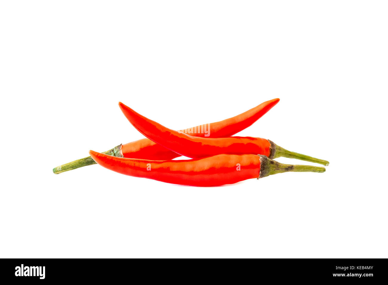 Group of three chili peppers isolated on white background as package design element Stock Photo