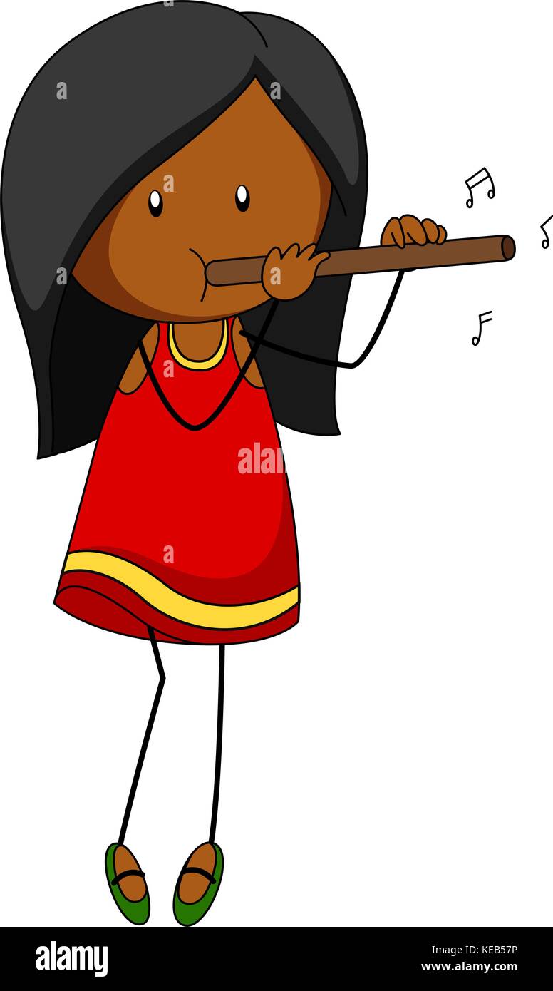 Girl playing flute clipart Stock Vector Images - Alamy