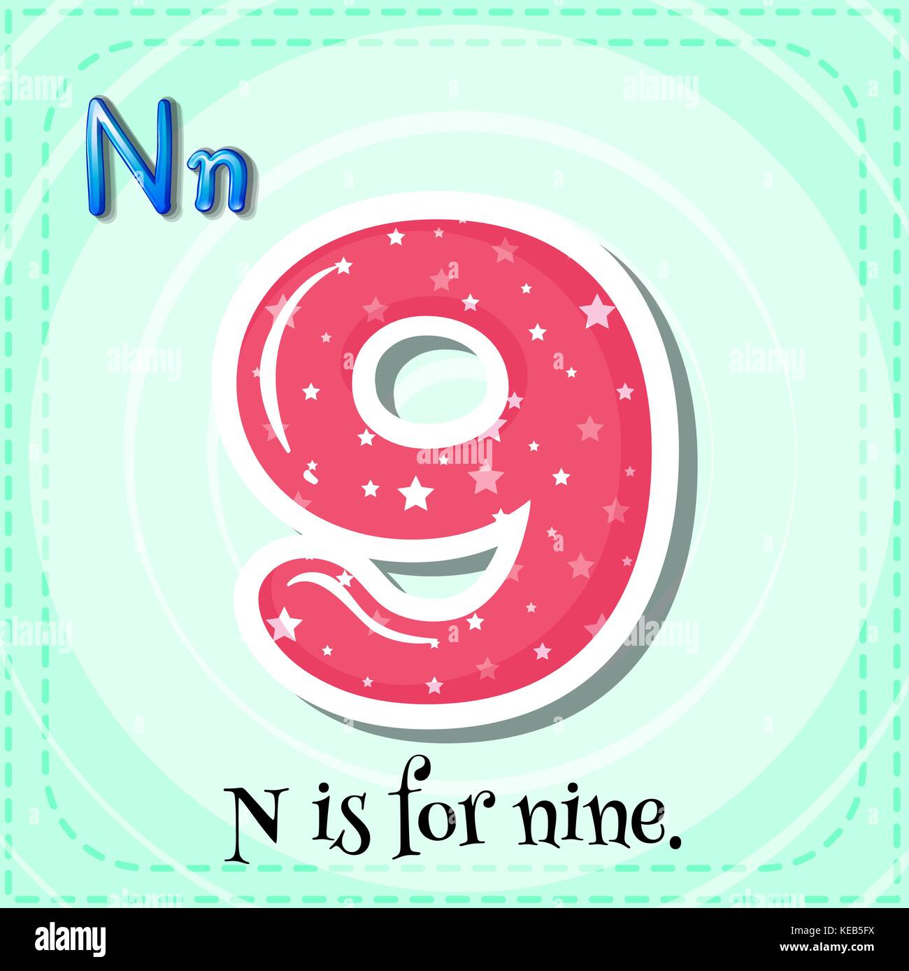 Alphabet N is for nine Stock Vector