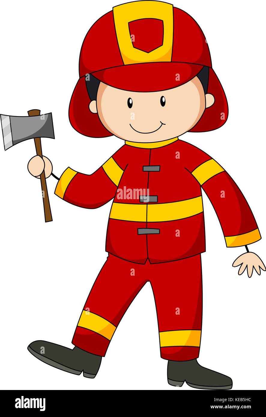 Close up happy fireman holding an axe Stock Vector Image & Art - Alamy