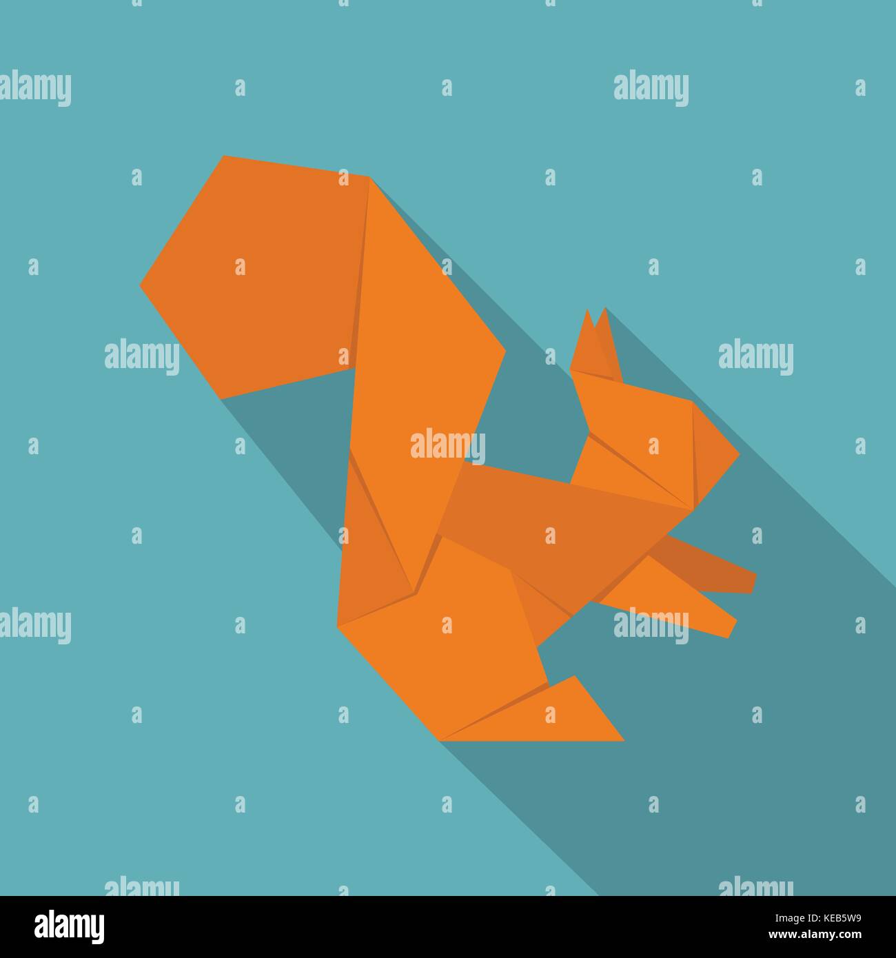 Origami Squirrel Icon Flat Style Stock Vector Art