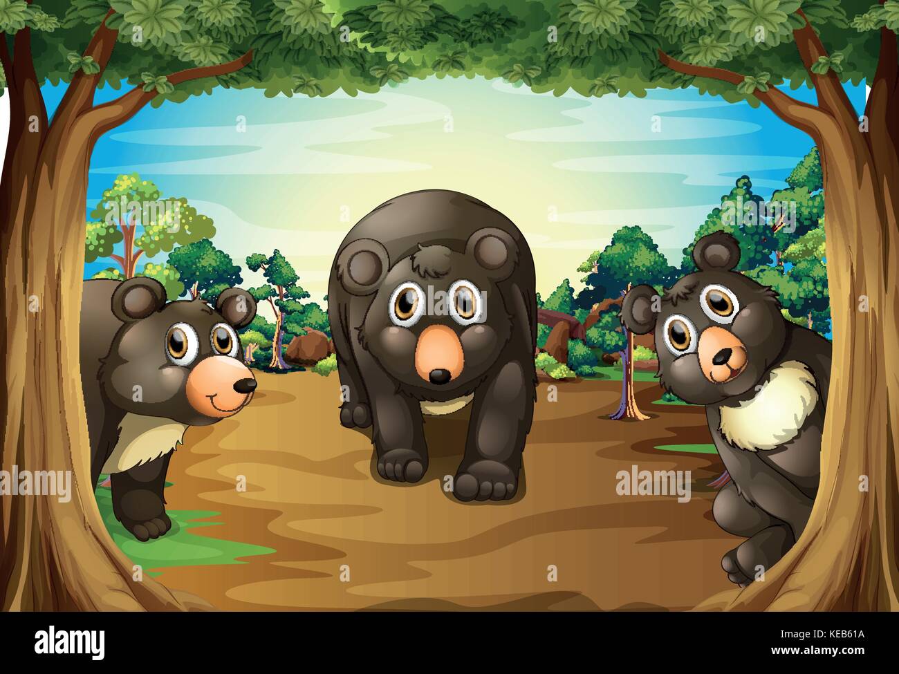 Three bears living in the jungle Stock Vector Image & Art - Alamy