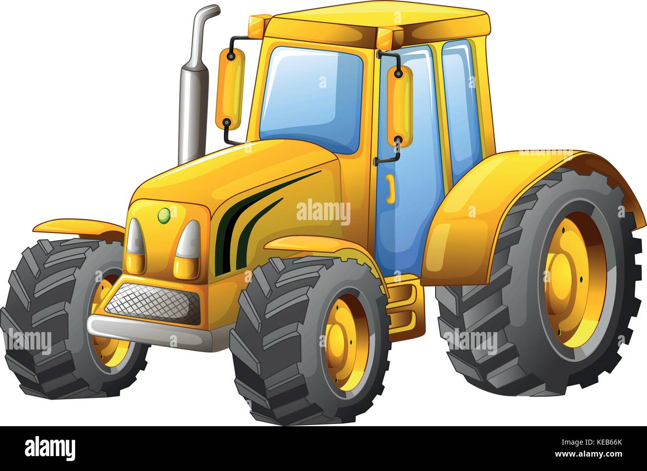 Close up classic yellow tractor Stock Vector