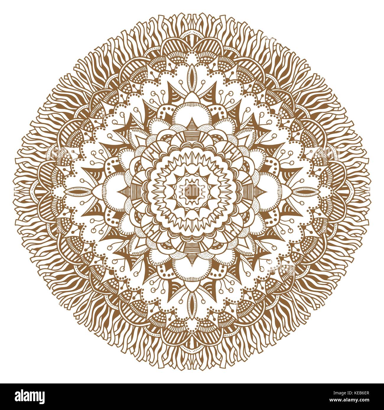 Circular Floral Ornament Mehndi Henna Tattoo Mandala Yantra Brown