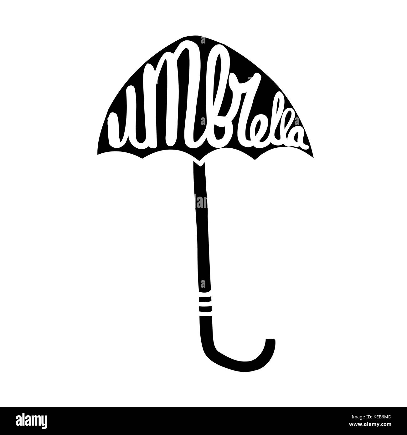 Rain umbrella illustration drawn Black and White Stock Photos & Images ...