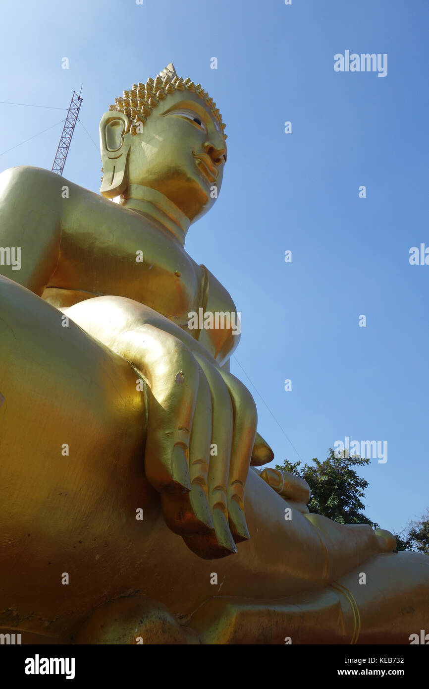 Golden Buddha statue of Big Buddha over blue sky ,Pattaya Thailand ...