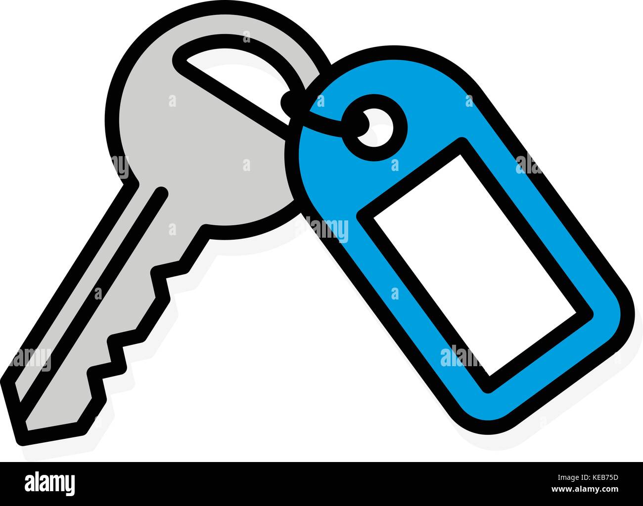 Key icon with blank blue tag on key ring vector illustration Stock