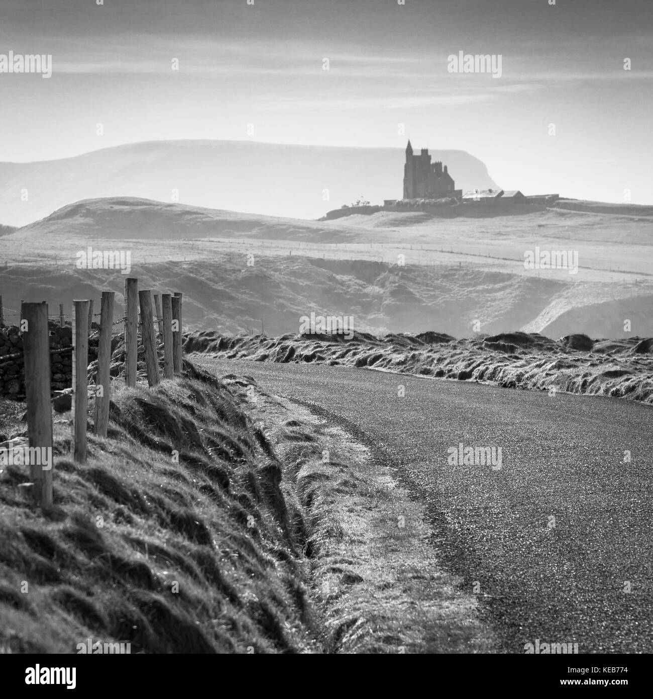 Sligo road and castle, ireland Stock Photo Alamy