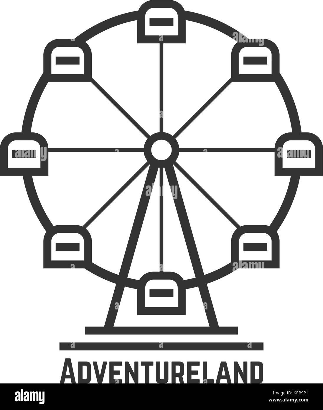 adventureland icon with black ferris wheel Stock Vector
