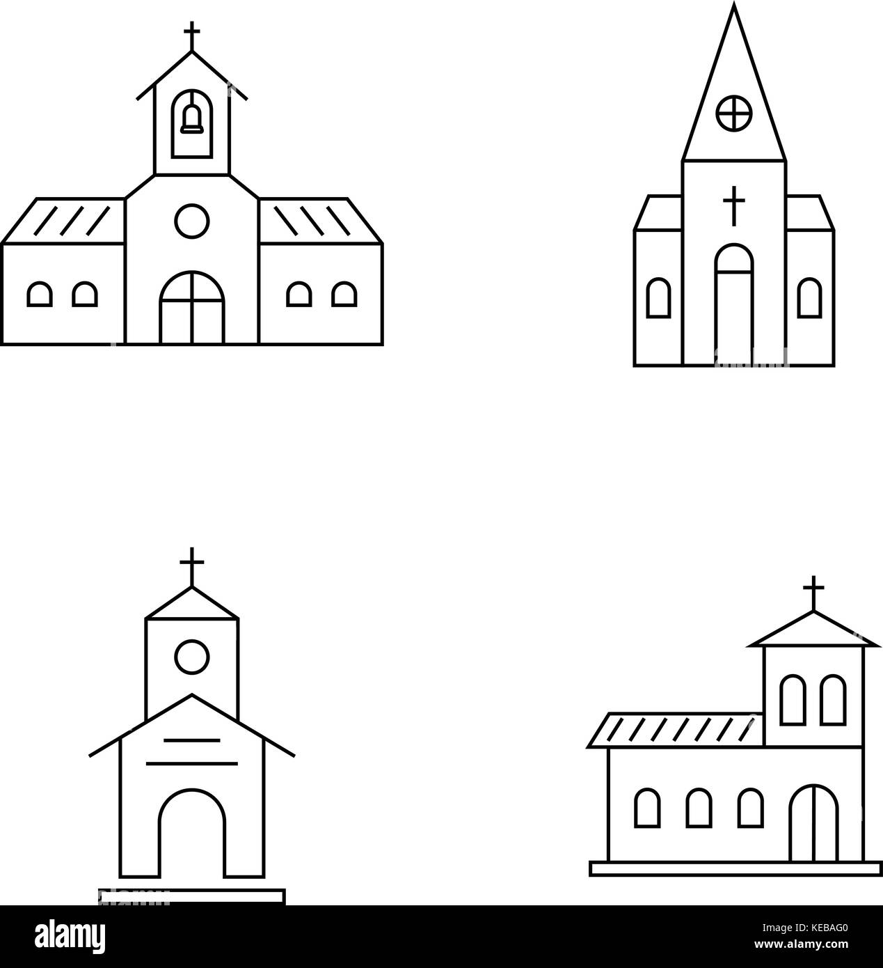 set of thin line black church Stock Vector Image & Art - Alamy