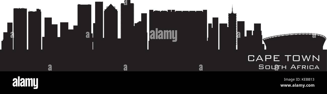 Cape Town, South Africa skyline. Detailed vector silhouette Stock ...