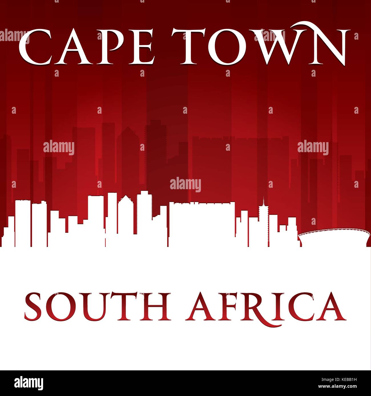 Cape Town South Africa city skyline silhouette. Vector illustration ...