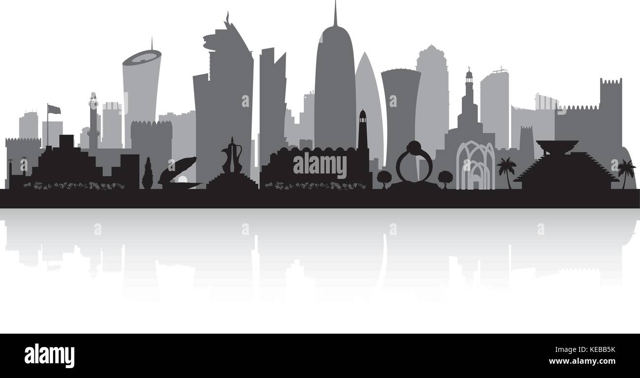 Doha skyline silhouette hi-res stock photography and images - Alamy
