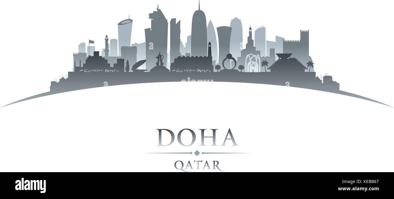 Doha Qatar city skyline silhouette. Vector illustration Stock Vector