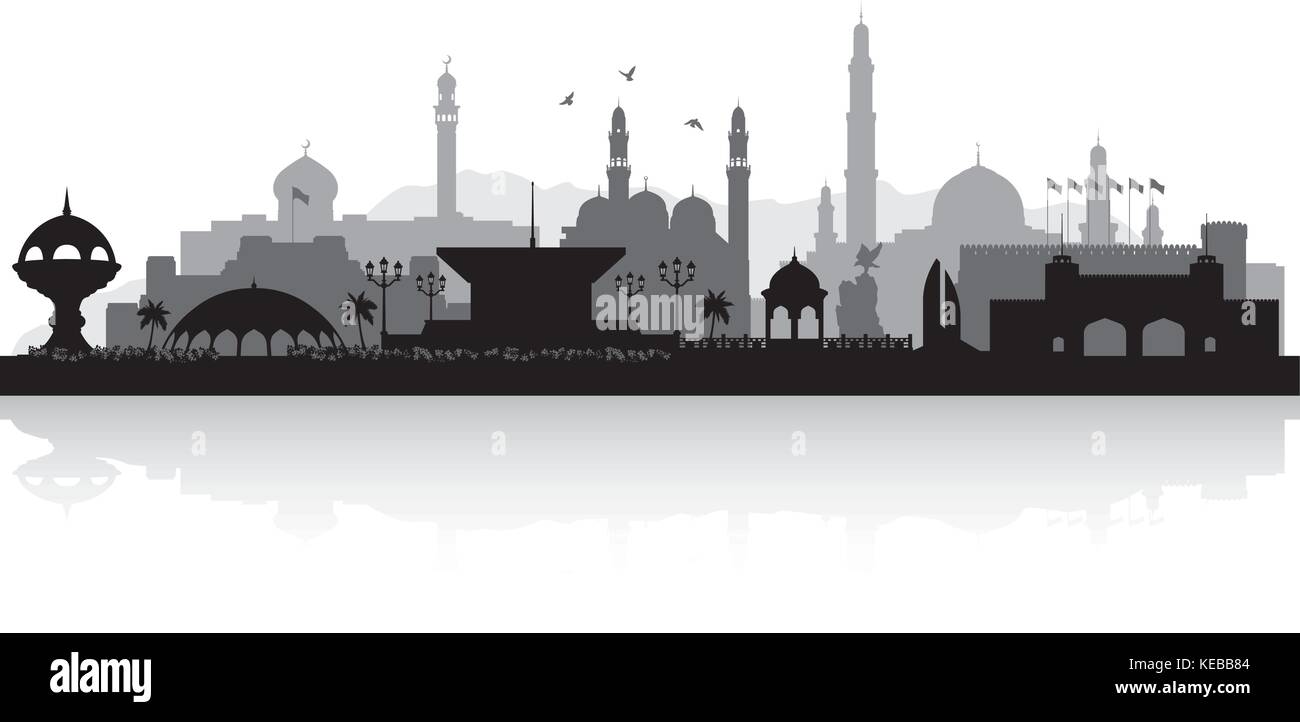 Muscat Oman city skyline vector silhouette illustration Stock Vector ...