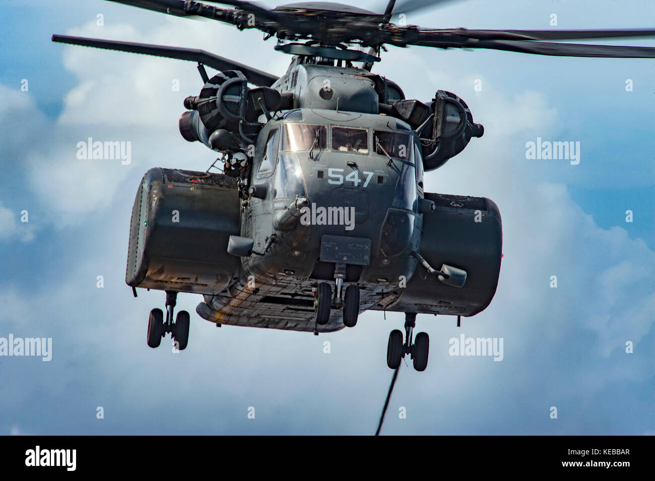 An MH-53E Sea Dragon helicopter assigned to the 'Vanguard' of Helicopter Mine Countermeasures Squadron Stock Photo