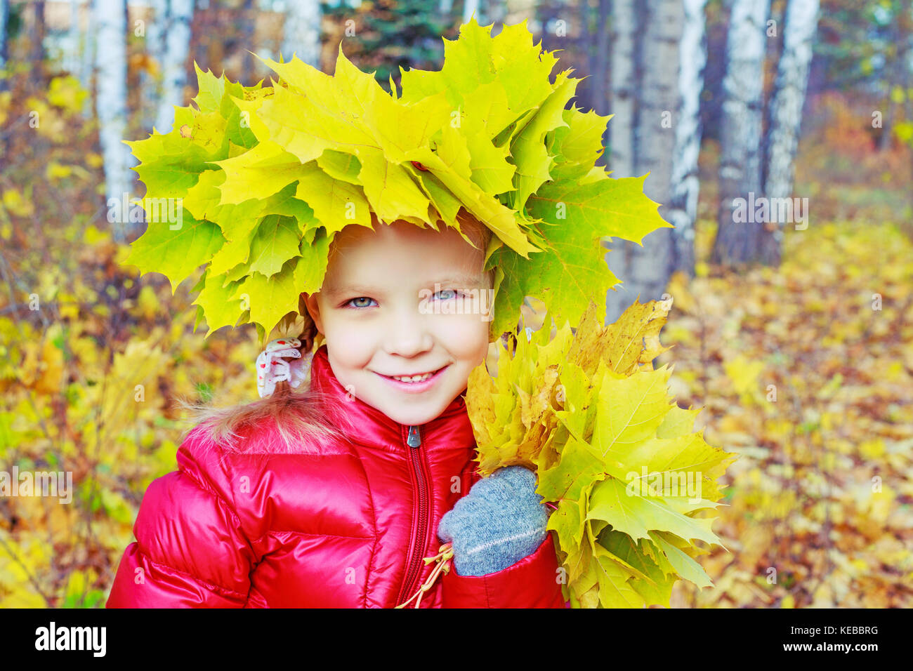 happy little girl in the autumn park Stock Photo - Alamy