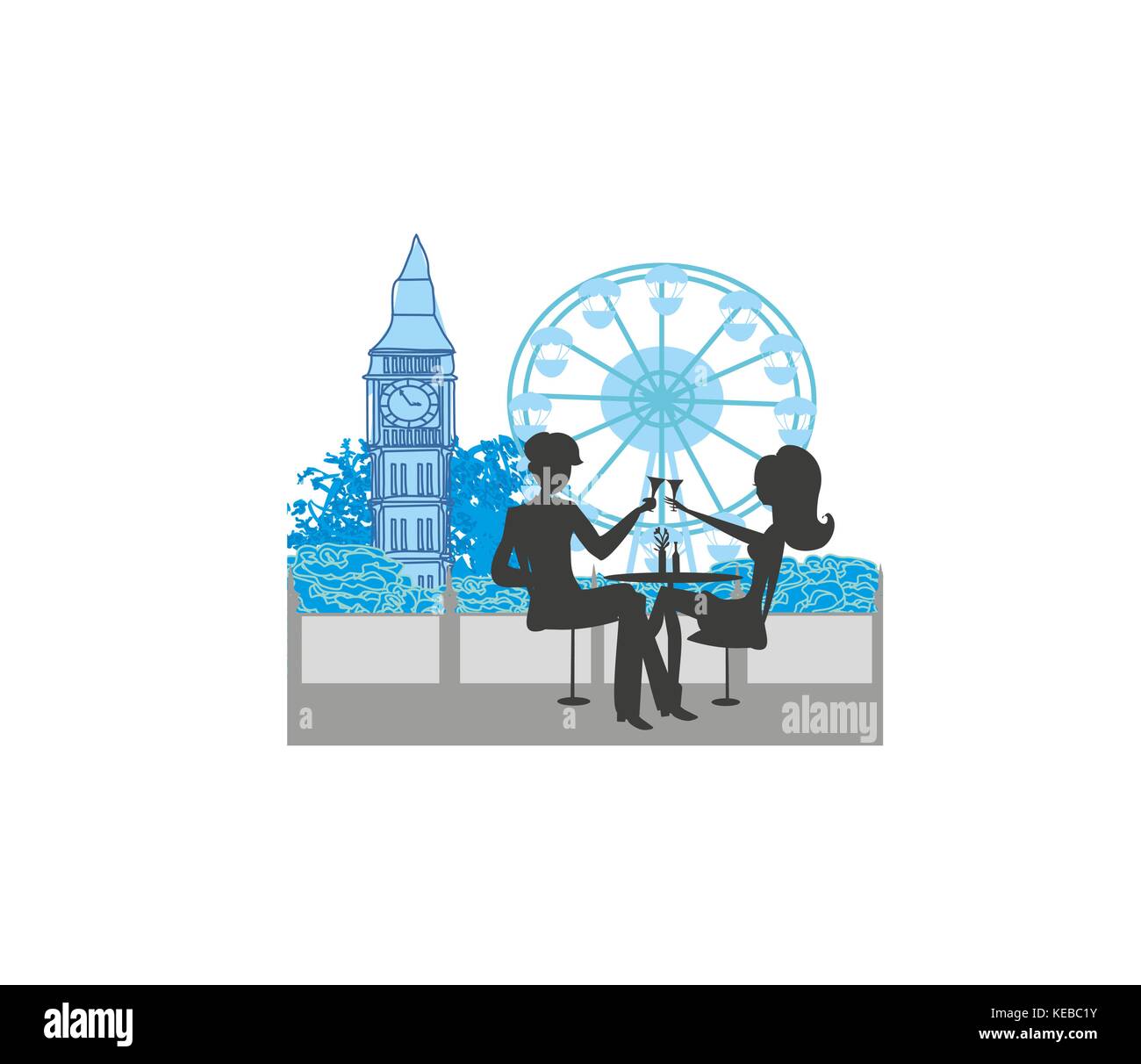 Romantic couple in London Stock Vector