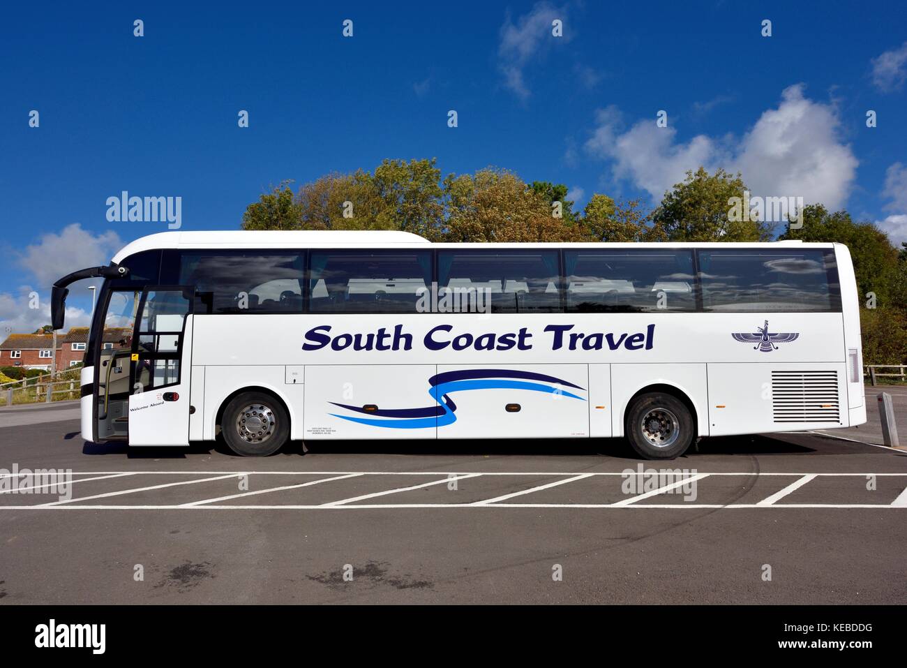 South coast travel bus coach Lyme Regis Dorset England UK Stock Photo