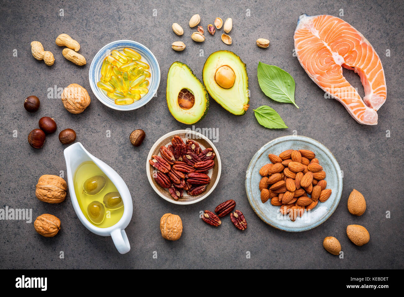 Selection food sources of omega 3 and unsaturated fats. Superfood high