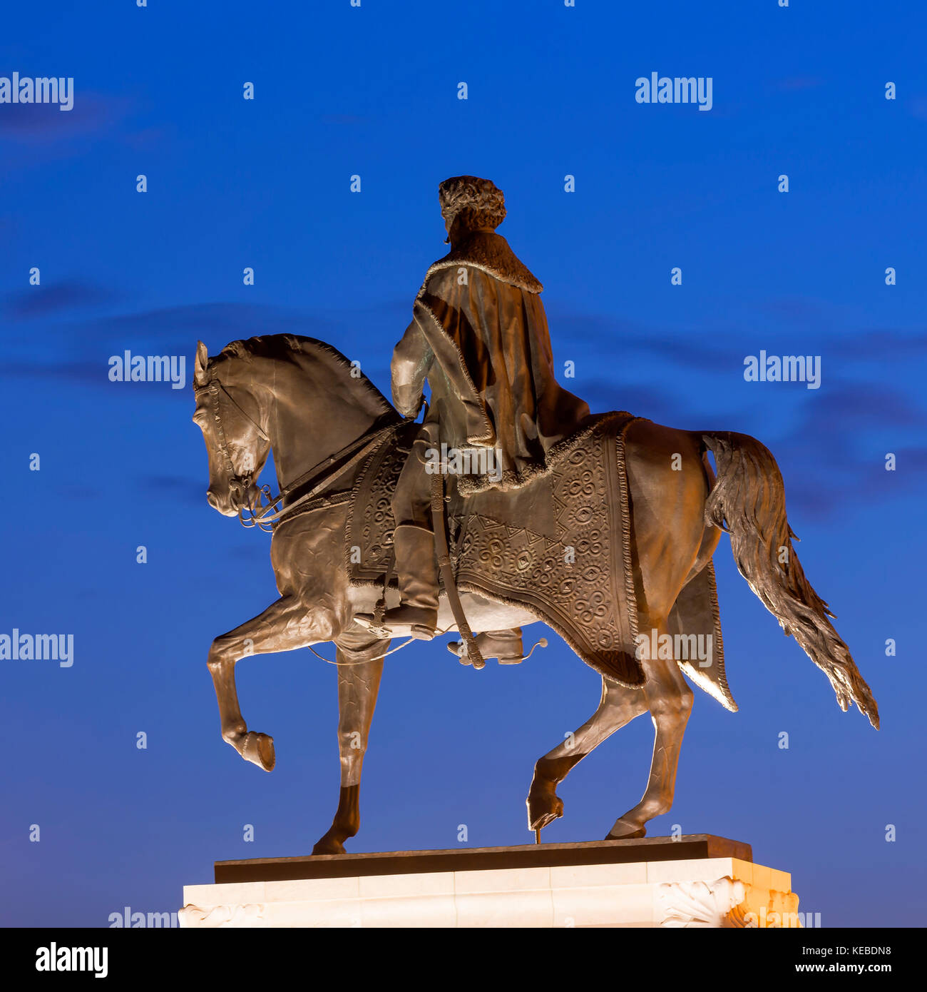Equestrian statue of Count Gyula Andrassy on Kossuth Square near the Parliament in Budapest, Hungary Stock Photo