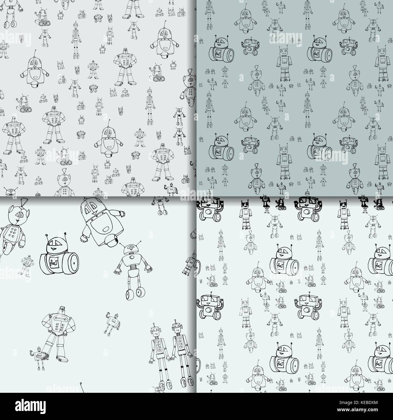 Robot doodles pattern set Stock Vector Image & Art - Alamy