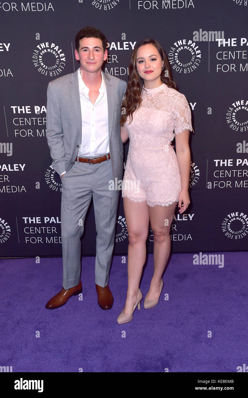 Sam Lerner and Hayley Orrantia attend 'The Goldbergs' 100th episode celebration at The Paley Center for Media on October 17, 2017 in Beverly Hills, California. Stock Photo
