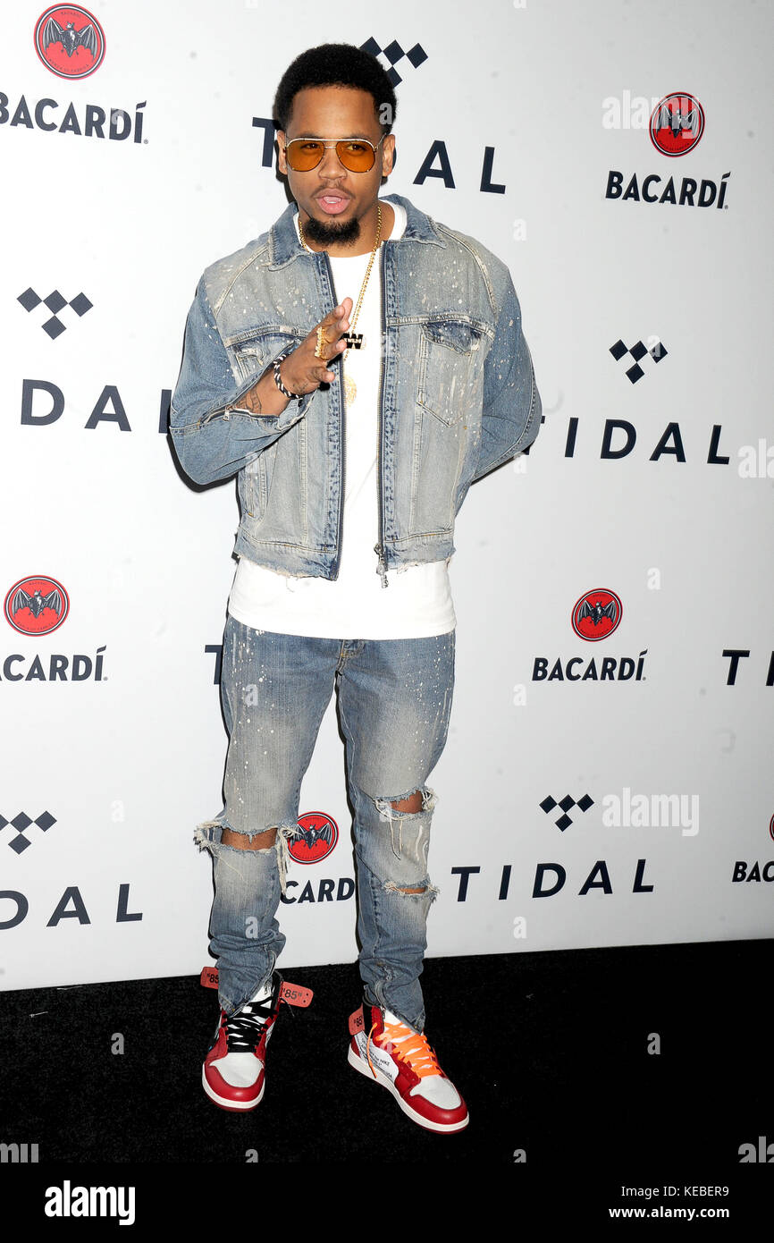 Mack Wilds attends TIDAL X: Brooklyn at Barclays Center of Brooklyn on October 17, 2017 in New York City. Stock Photo