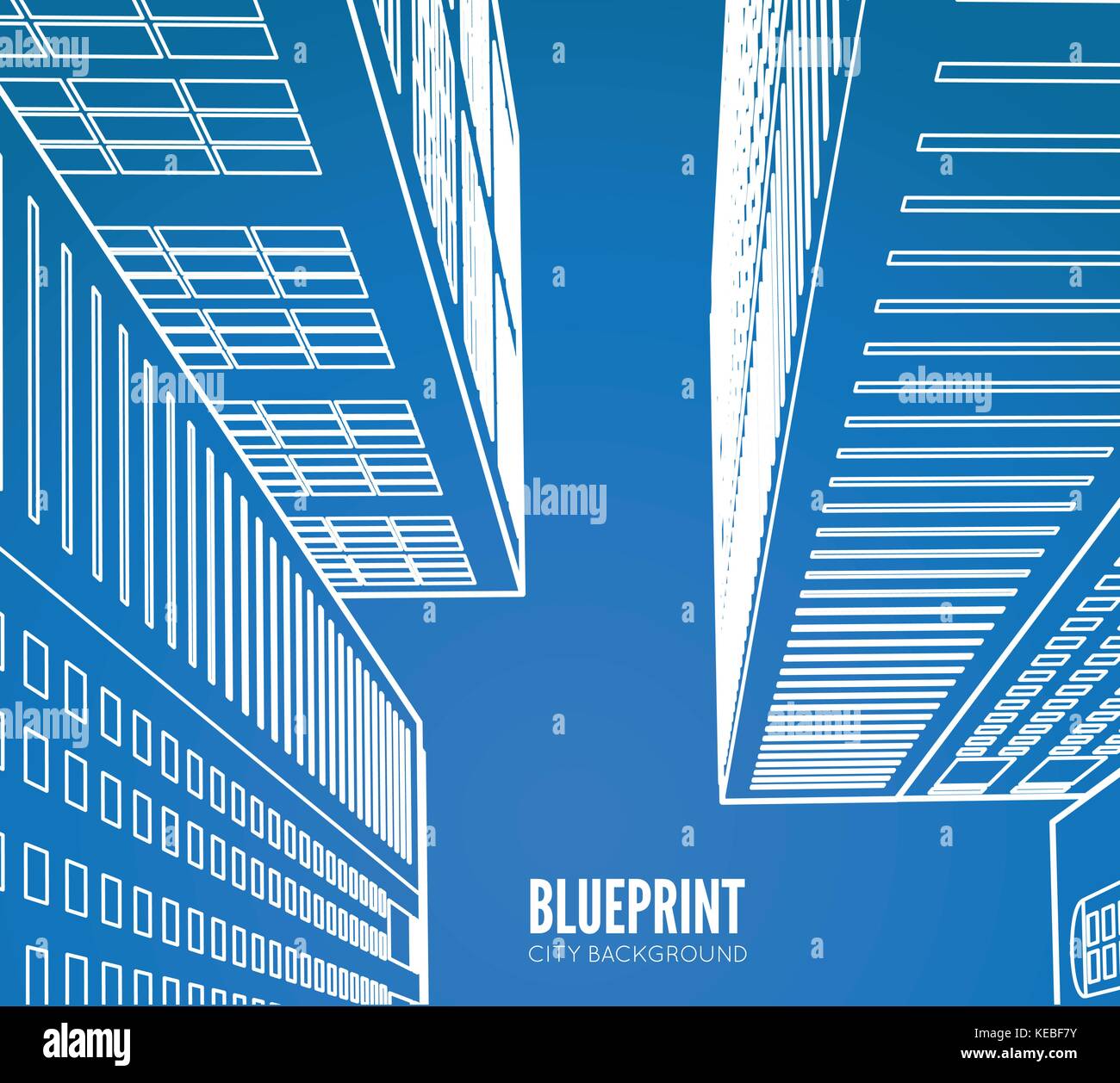 Building wireframe. 3d render city. Vector blueprint illustration Stock Vector
